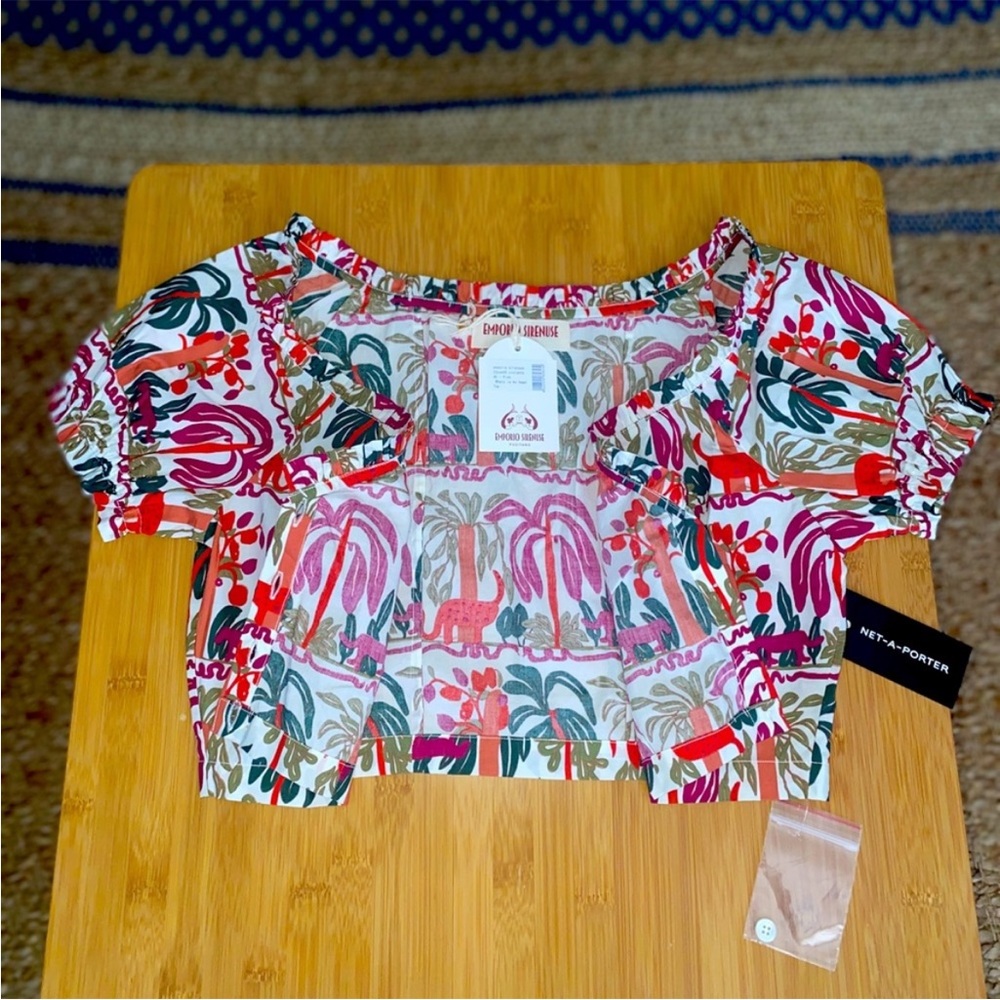 ❌ SOLD ❌ NET-A-PORTER • NWT EMPORIO SIRENUSE Printed Cotton-Voile Top - Picture 8 of 8